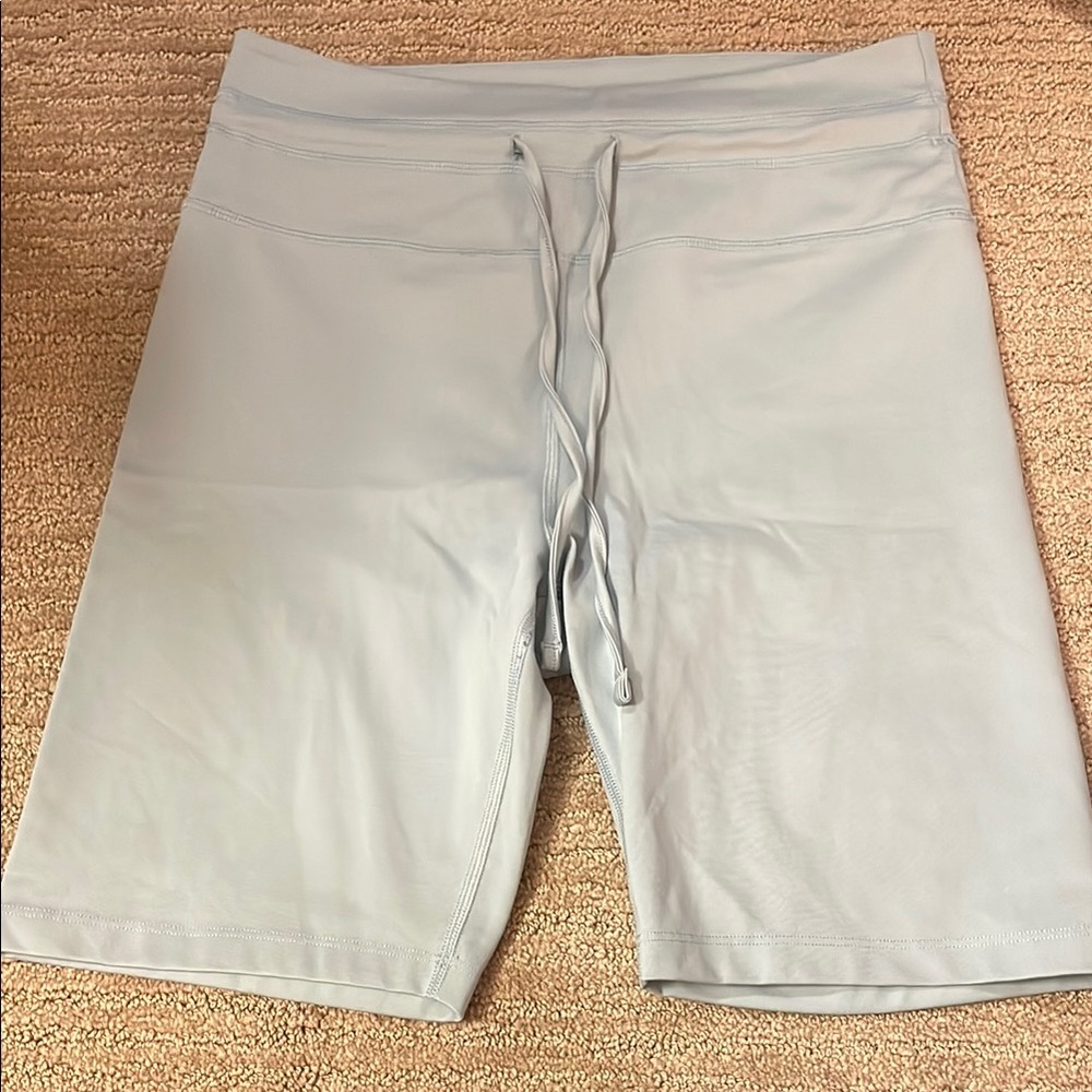 girlfriend collective light blue bike shorts